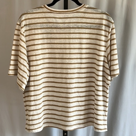 Women’s Universal Threads boxy crop top size 2x large tan & white stripes NEW - Picture 4 of 7